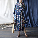 Literary Retro Long Sleeve Stand Collar Full Placket Dress