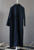 Autumn Stand-Up Collar Button Retro Long-Sleeved Loose Dress