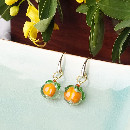 Literary Glazed Persimmon Earrings