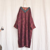Linen Printing Process Retro V-Neck Plus Size Dress