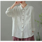 Literary Solid Color Long-Sleeved Loose Embroidered Shirt