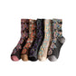 5 Pairs Winter Women Butterfly Floral Jacquard Socks