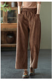 Vintage Corduroy Plus Fleece Casual Elastic Waist Pants