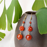 High-Quality Antique Earrings Red Agate Earrings