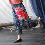 Stitching Retro Casual Pants Loose Distressed Cropped Pants