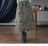 Vintage Patchwork Floral Large Thermal A-Line Skirt