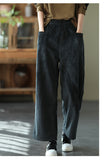 Vintage Corduroy Plus Fleece Casual Elastic Waist Pants