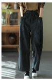 Vintage Corduroy Plus Fleece Casual Elastic Waist Pants