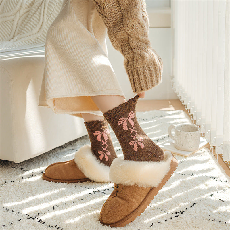 5 Pairs Women Winter Vintage Woolen Thick Socks