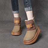 Women Casual Thick Warm Leather Ankle Boots