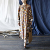 Literary Retro Long Sleeve Stand Collar Full Placket Dress