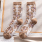 5 Pairs Women Winter Vintage Flower Jacquard Socks