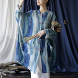 Manteau ample moyen et long rétro littéraire Ramie d'automne