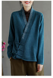 New Style Retro Embroidered Slanted Jacket With Buckle