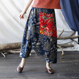 Stitching Retro Casual Pants Loose Distressed Cropped Pants
