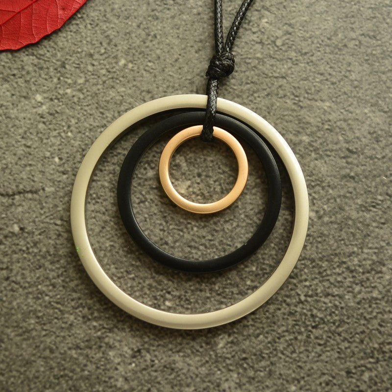 Multi -Layer Retro Circle Long Necklace