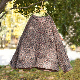 Vintage Floral Disc Button Cotton Linen Cardigan Stand Collar Jacket