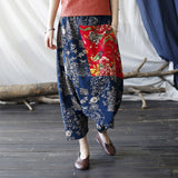 Stitching Retro Casual Pants Loose Distressed Cropped Pants