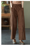 Vintage Corduroy Plus Fleece Casual Elastic Waist Pants