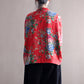 Vintage Blouse Stand Collar Large Flower Long-Sleeved Jacket