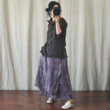Literary Retro Cotton And Linen Distressed Linen Casual Skirt