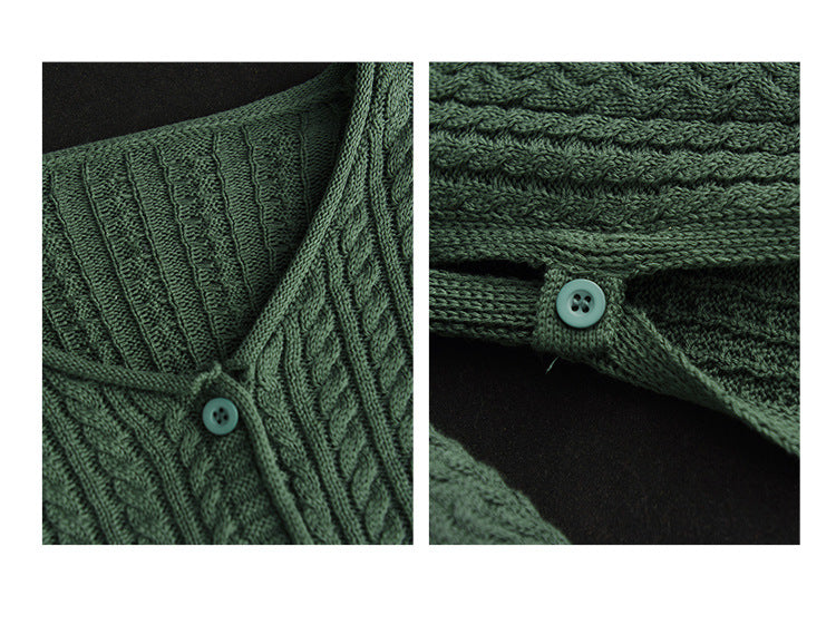 Vintage Cotton Knit Twist Cardigan Sweater Jacket