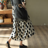 Vintage Print Elastic Waist Slim Skirt