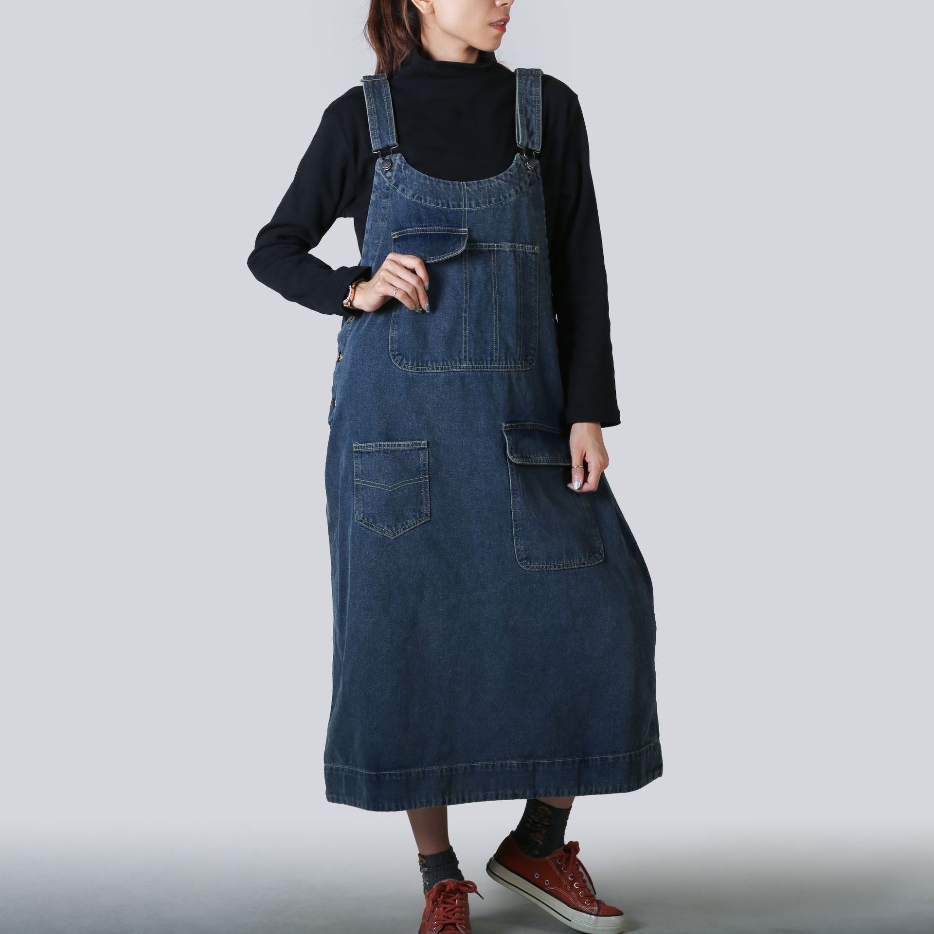 Fashion Color Matching All-Match Straight Slim Suspender Skirt