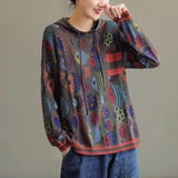 Art Retro Hat Printed Long-Sleeved Knitted Sweater