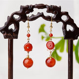 High-Quality Antique Earrings Red Agate Earrings
