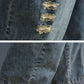 Salopette en jean ample déchirée Art Retro
