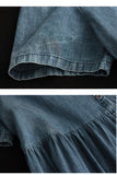Vintage Lapel Cotton High Waist Stitching Slim Dress