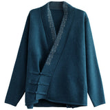 New Style Retro Embroidered Slanted Jacket With Buckle