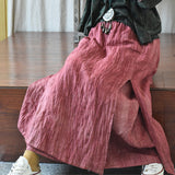 Literary Retro Cotton And Linen Distressed Linen Casual Skirt