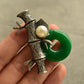 Ancient Silver Bamboo Pearl Jade Brooch Necklace