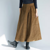 All-Match Corduroy Literary Retro Slimming Wide-Leg Pants With Large Pockets