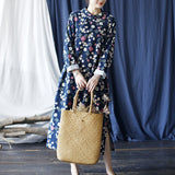 Literary Retro Long Sleeve Stand Collar Full Placket Dress