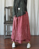 Literary Retro Cotton And Linen Distressed Linen Casual Skirt
