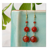 High-Quality Antique Earrings Red Agate Earrings