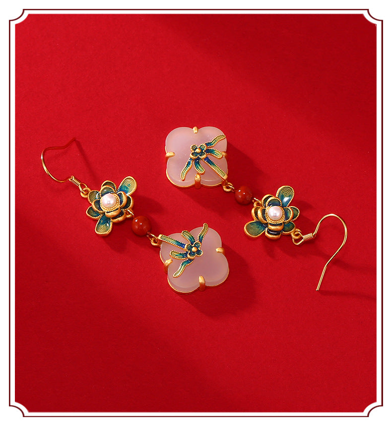 Classical Lotus Tassel Retro Earrings