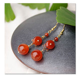 High-Quality Antique Earrings Red Agate Earrings