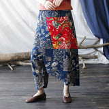 Stitching Retro Casual Pants Loose Distressed Cropped Pants
