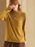 Vintage Warm Fine Velvet Combed Cotton Loose T-Shirt