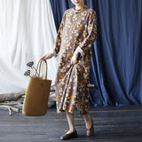 Literary Retro Long Sleeve Stand Collar Full Placket Dress