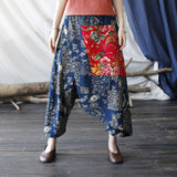 Stitching Retro Casual Pants Loose Distressed Cropped Pants