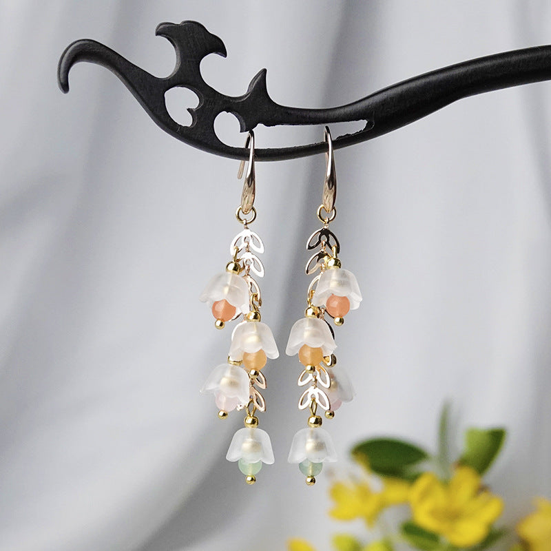 Glass Lily of the Valley Earrings Long Tassel Earrings