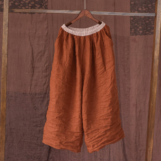 Pantalons décontractés en lin assortis avec tout, rétro, amples, simples
