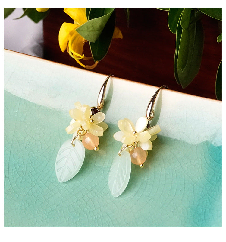 Glazed Osmanthus Small Fresh Forest Earrings