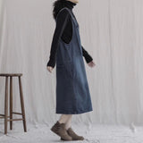Art Retro Loose Casual Large Size Denim Strap Dress