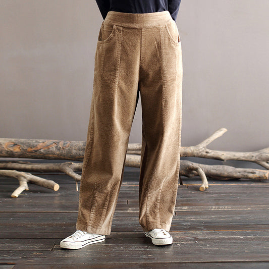 Literary Retro Loose Corduroy Casual Pants